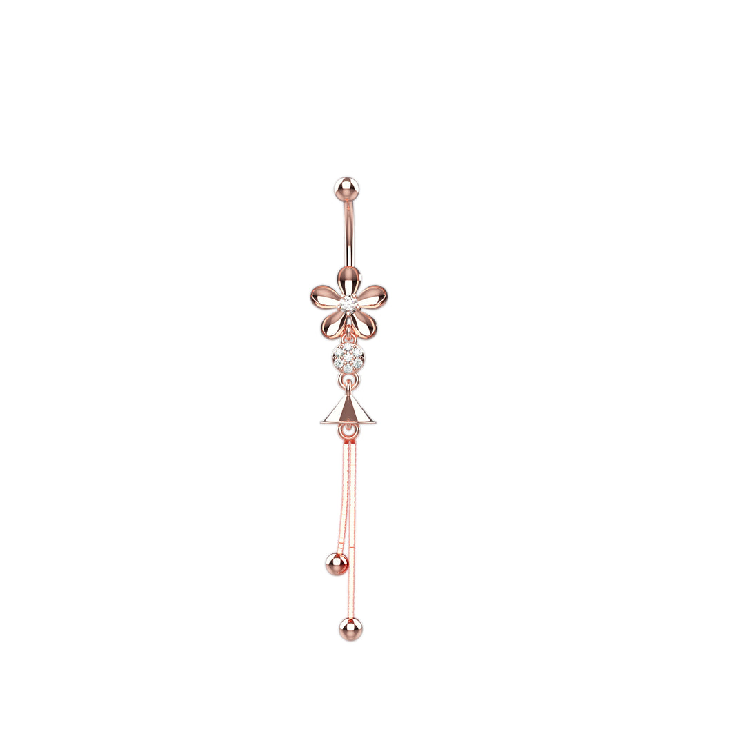 925 Silver Floral Belly Button Ring