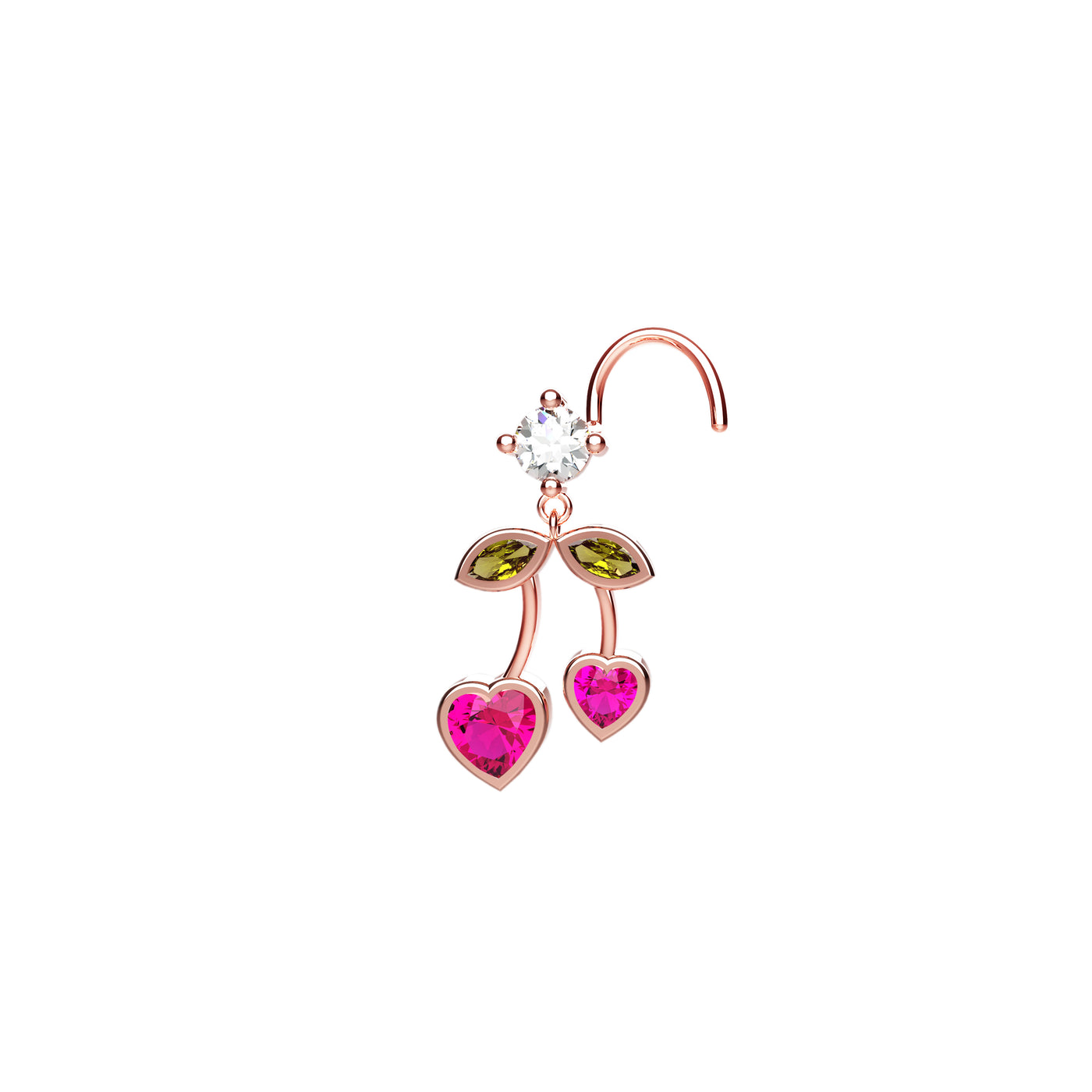 clear ruby dangle nose pin