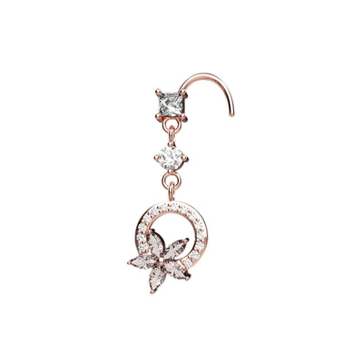 rose gold tiny clear stone nose studs
