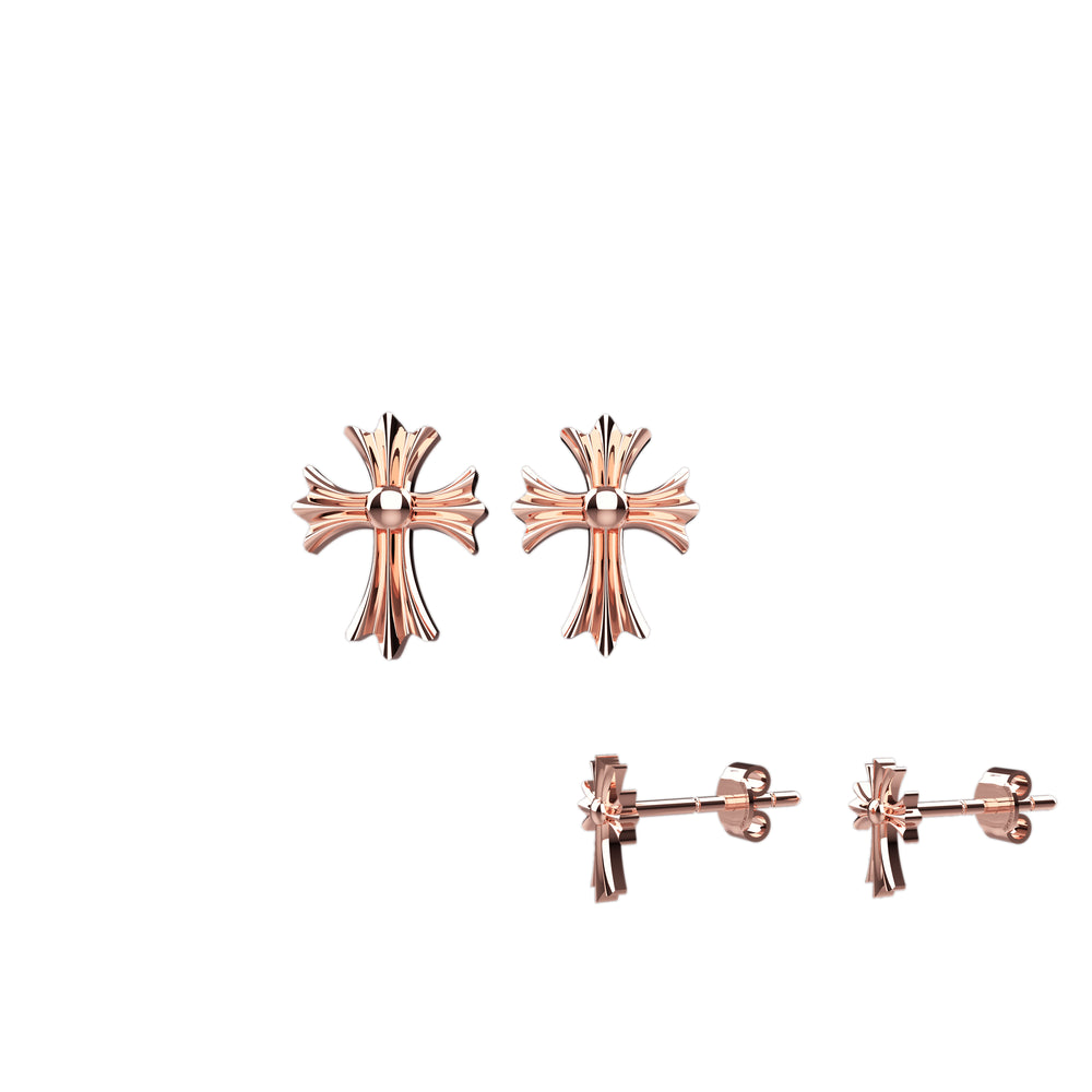  Cross Studs in Rose Gold