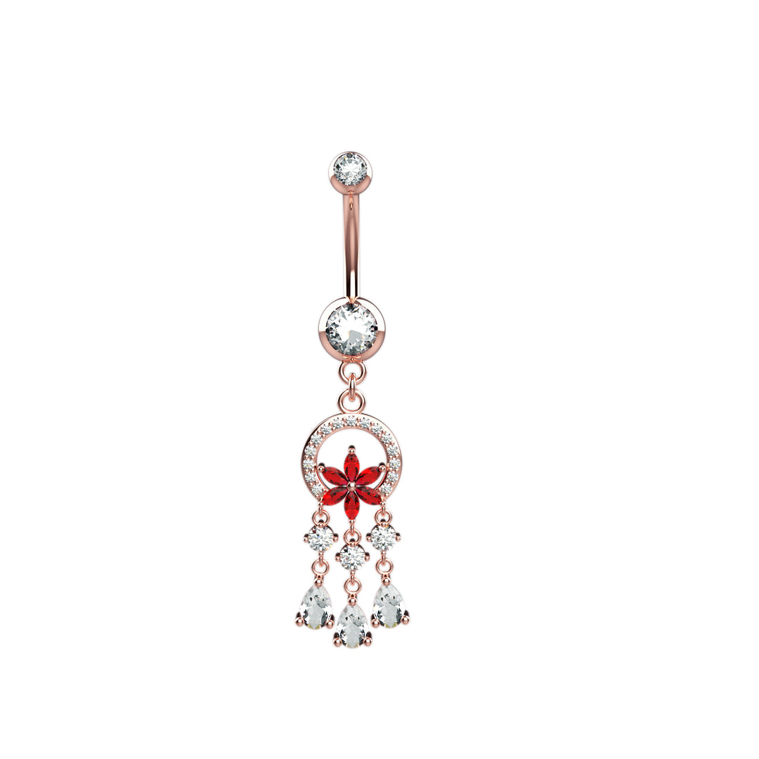 CZ Gems Flower Navel Piercing Ring