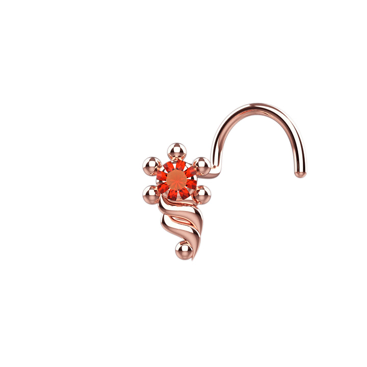 Gold Plated Beaded Orange Stone Nose Stud