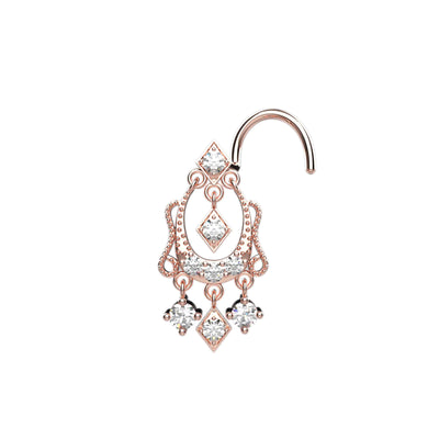 22k Gold Plated CZ Dangling Nose Pin