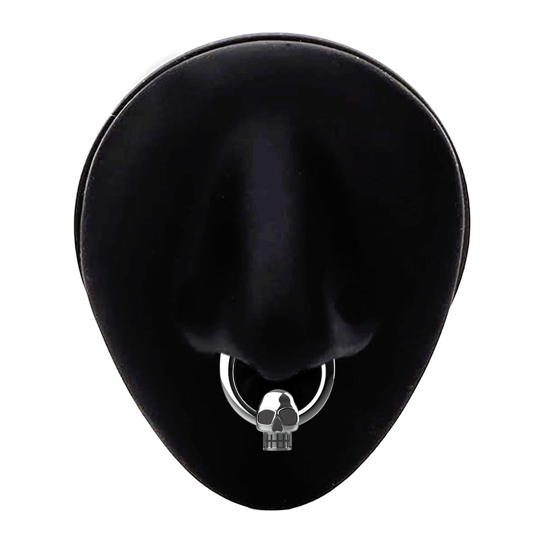 gothic nose ring hoop skull - bold septum ring skull design