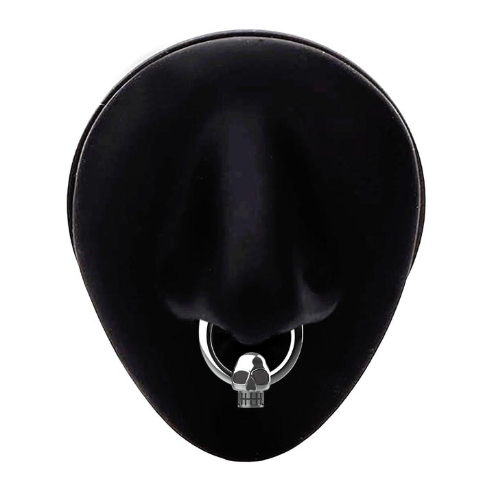gothic nose ring hoop skull - bold septum ring skull design