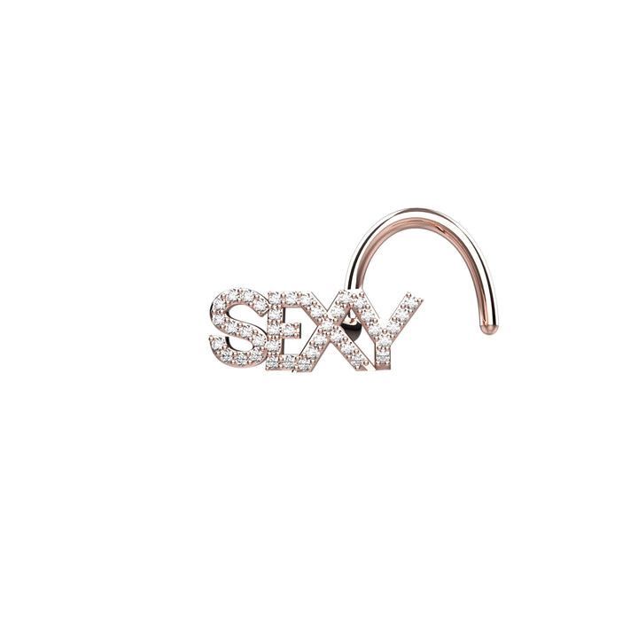 Name initial nose rings rose gold 