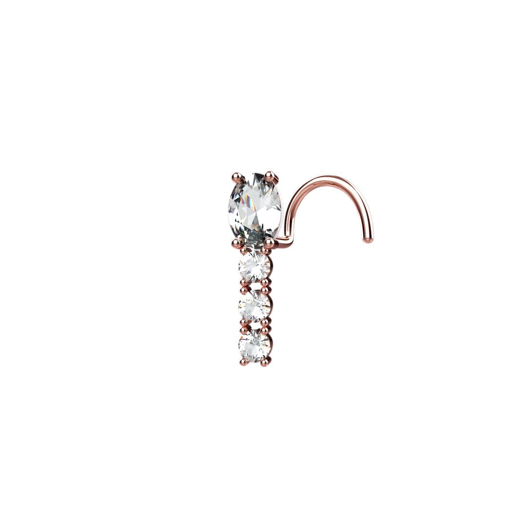 3 Cubic Zircon Stone Dangling Nose Stud