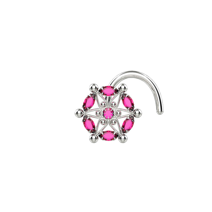 14k gold nose ring with blue gems – 20g nose screw piercing