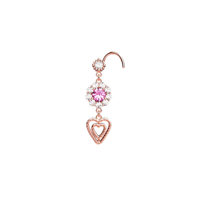 tiny clear stones heart nose studs