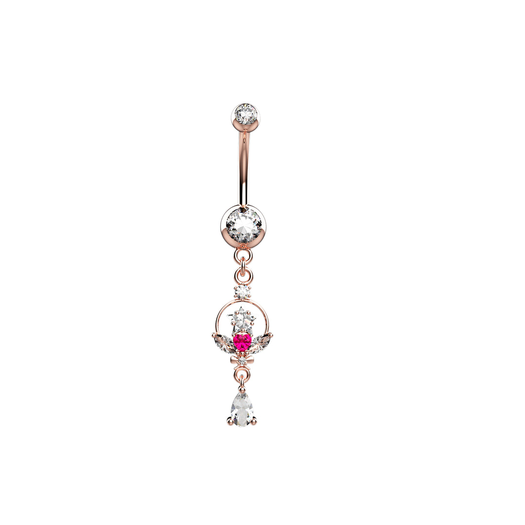 Ruby Gems Star Dangle Belly Button Ring