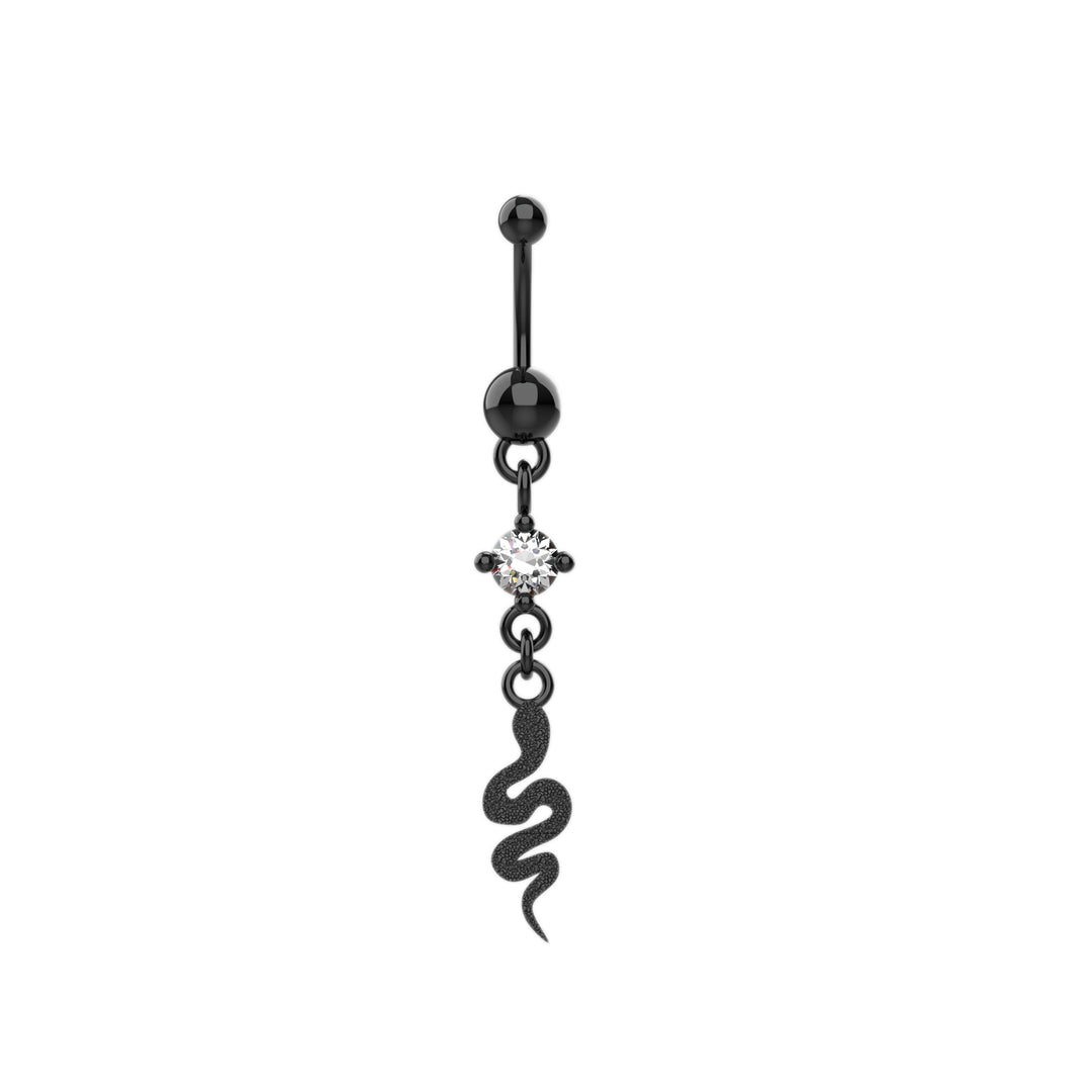 CZ Diamond Golden Snake Belly Button Ring