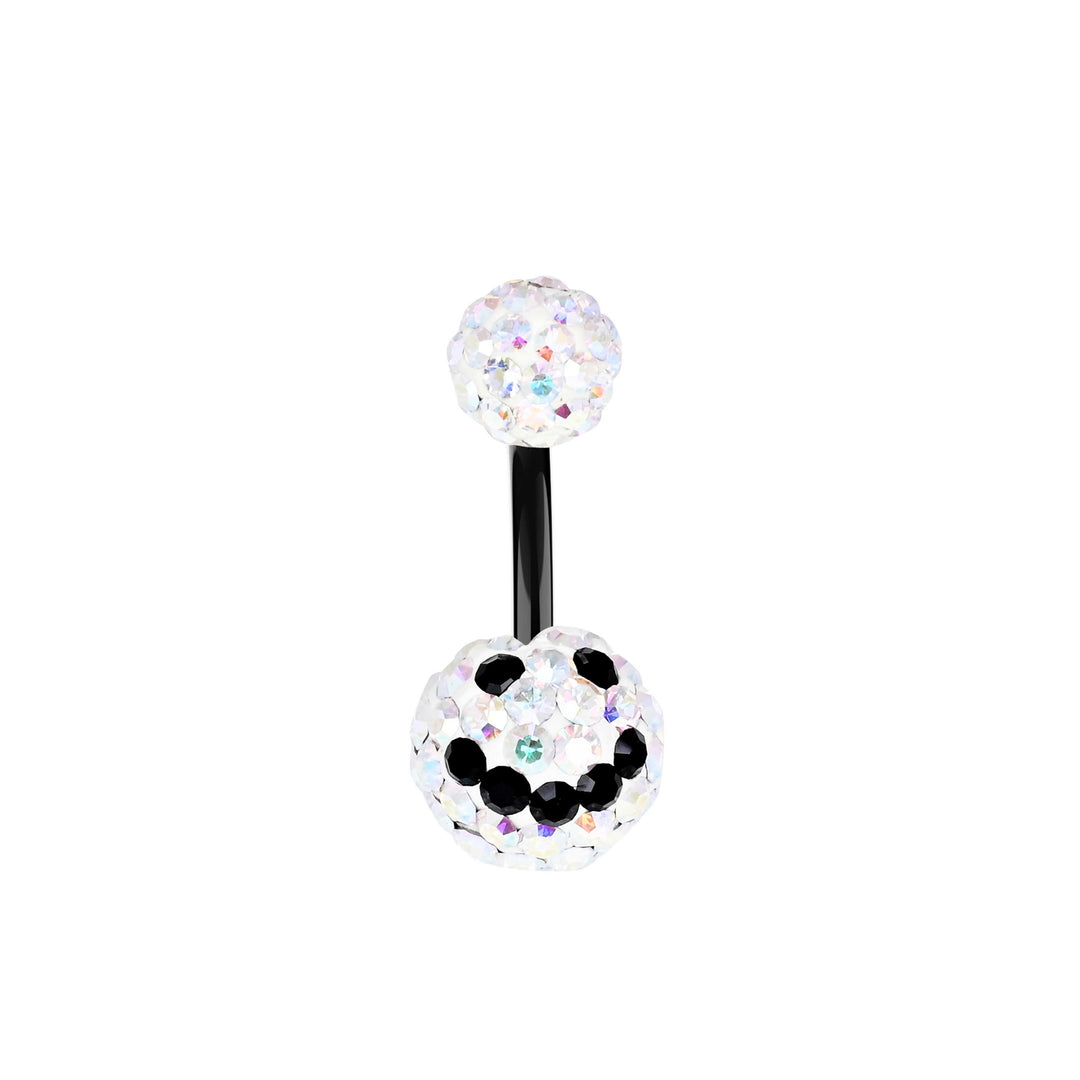 Curved Barbell Crystal Ball Smiley Belly Stud