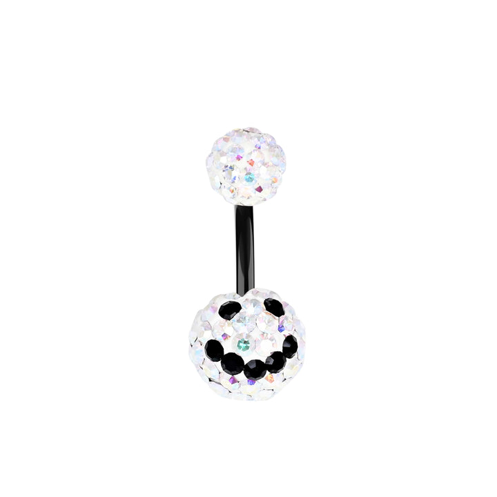 Curved Barbell Crystal Ball Smiley Belly Stud