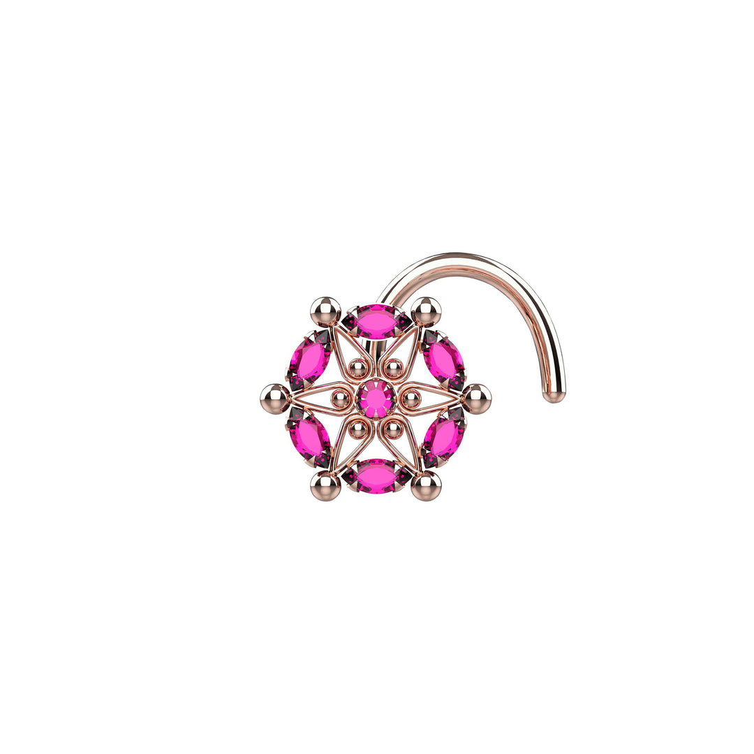 14k gold nose ring with blue gems – 20g nose screw piercing