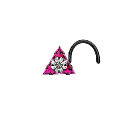 Ruby Triangle Gold Plated Nose Pin