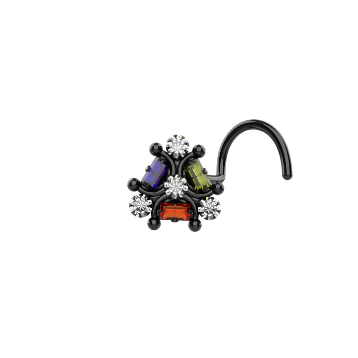 Multicolor enamel nose ring black  