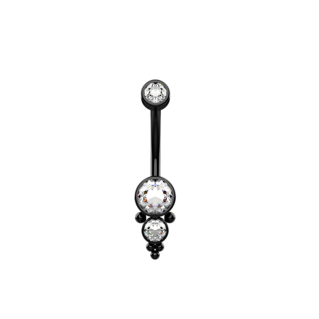 14G  Clear Gems Belly Button Ring