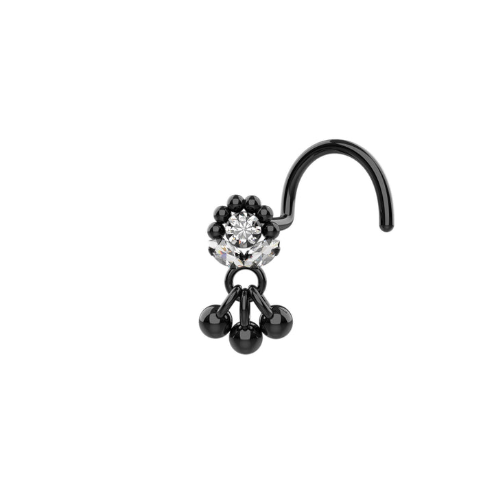 Boho stud dangle nose rings black 