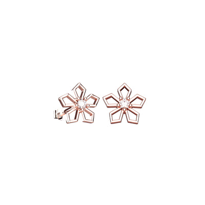 Floral Clear Diamond Stud Earrings