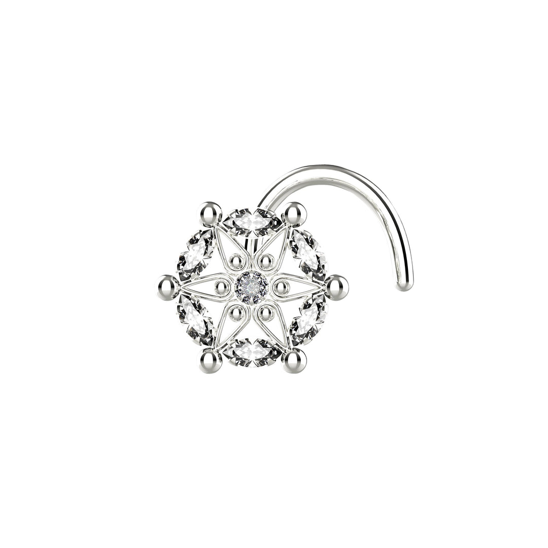 white gold nose stud piercing