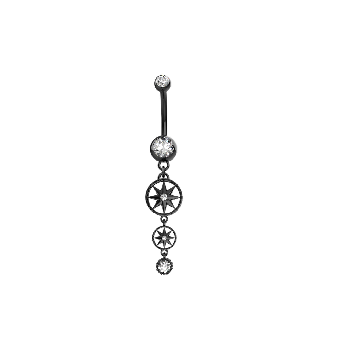 14k Gold Plated CZ Gems Belly Piercing Ring