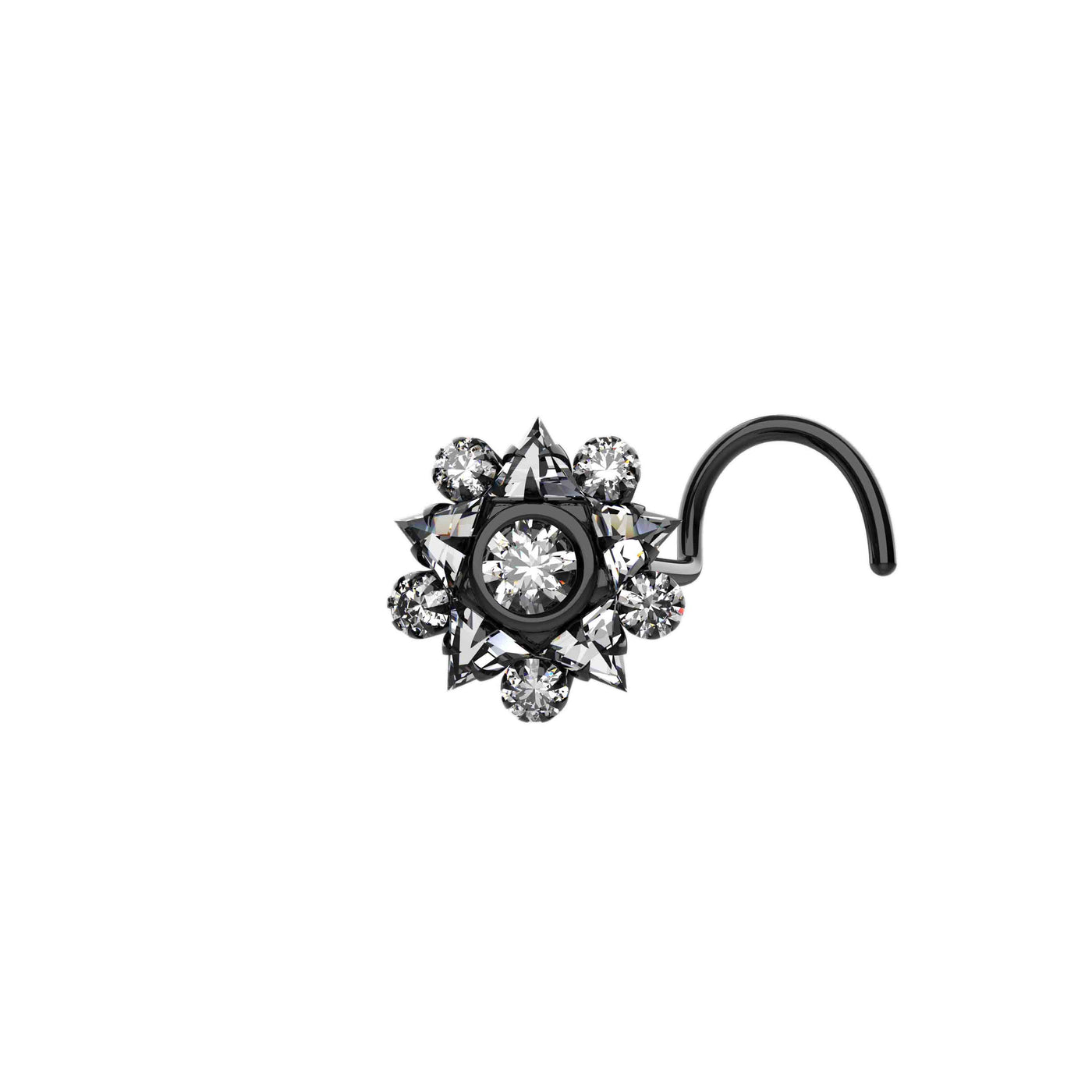 Trible Styled Cubic Zircon Paved Nose Stud