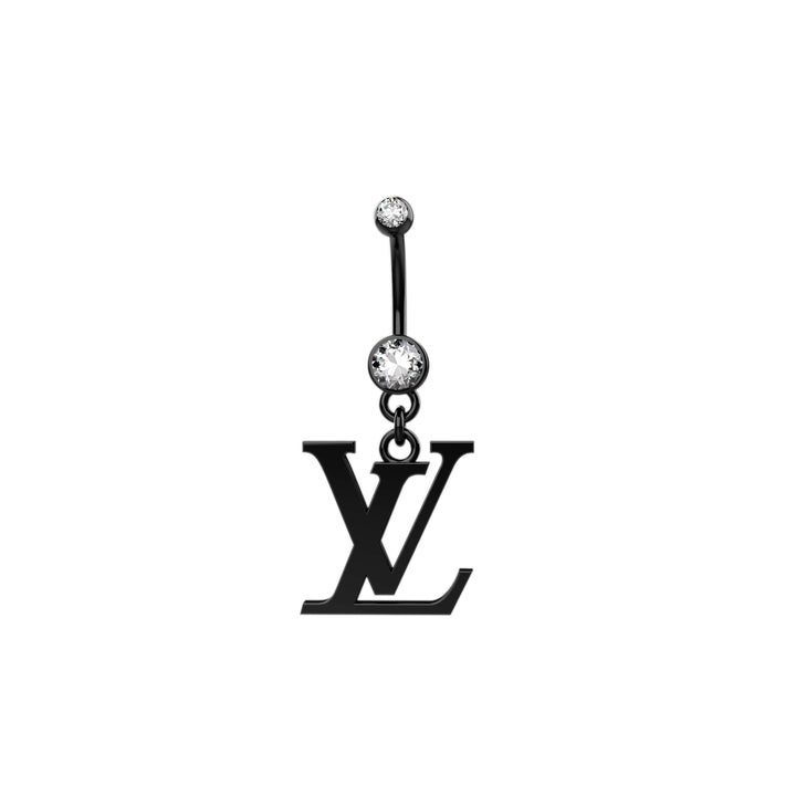 Crystal navel ring LV style,
Fashion belly piercing jewelry