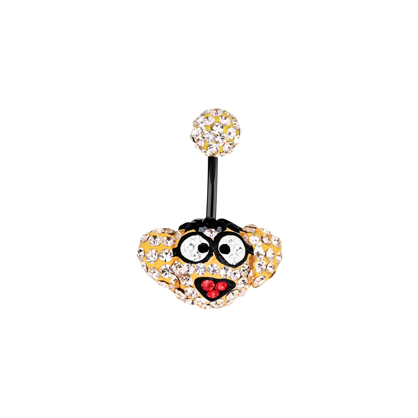 Owl Faced Rhinestone Belly Button Ring
