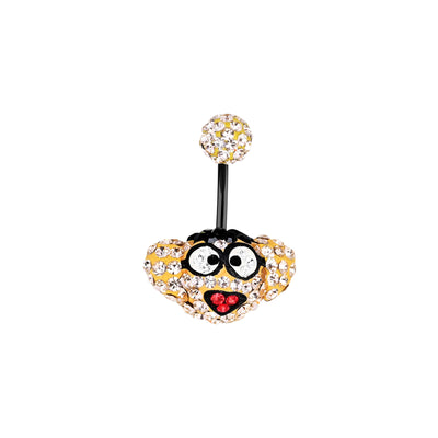 Owl Faced Rhinestone Belly Button Ring