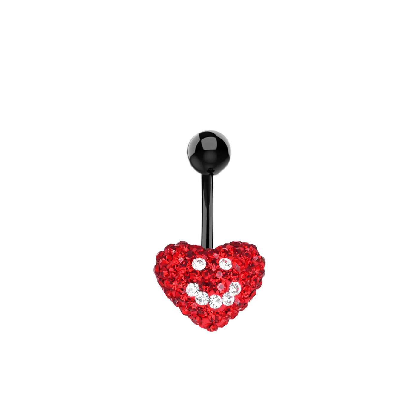 Crystal Red Heart Belly Button Ring