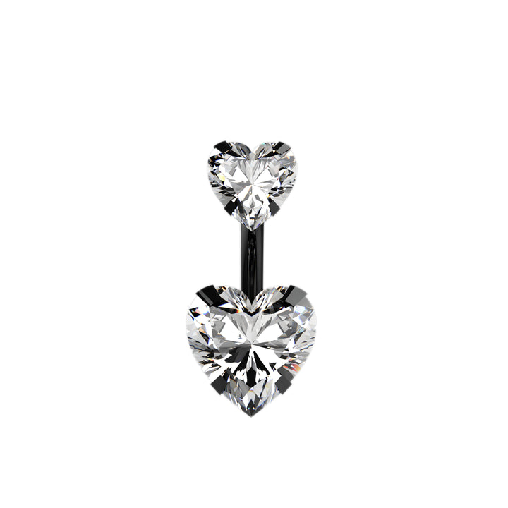 Clear Crystal Heart Belly Button Ring