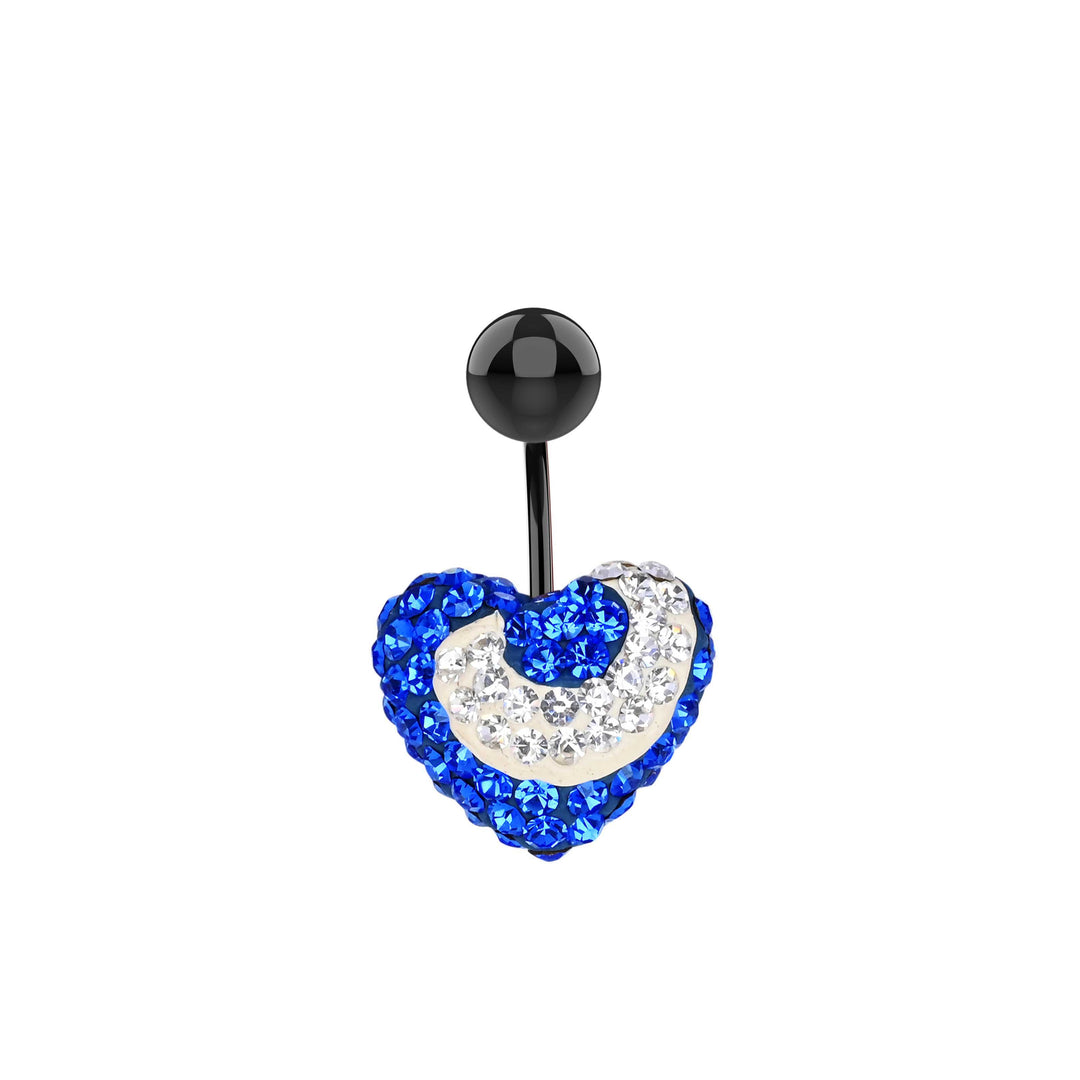 Blue Heart CZ Stone Belly Button Ring