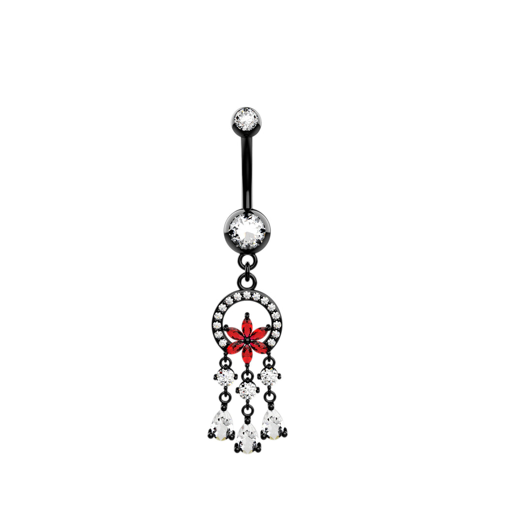 CZ Gems Flower Navel Piercing Ring