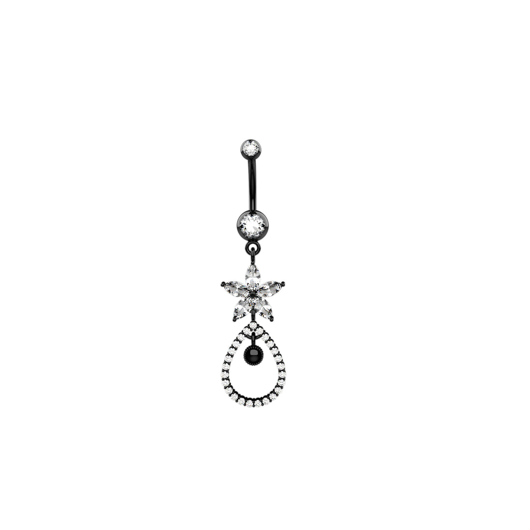 Cubic Zirconia Floral Belly Button Ring