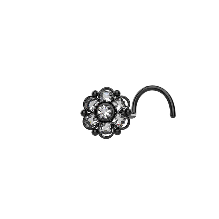 trendy flower gemstone nose stud