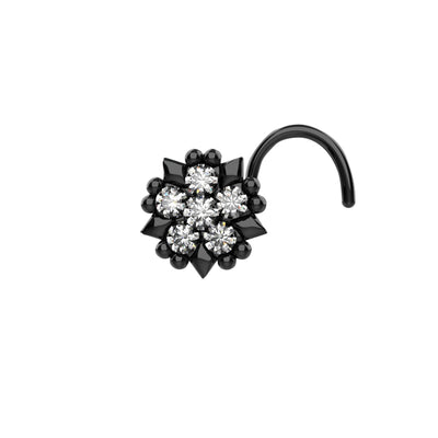 Cubic Zirconia Flower Shape Nose Screw Nose Ring