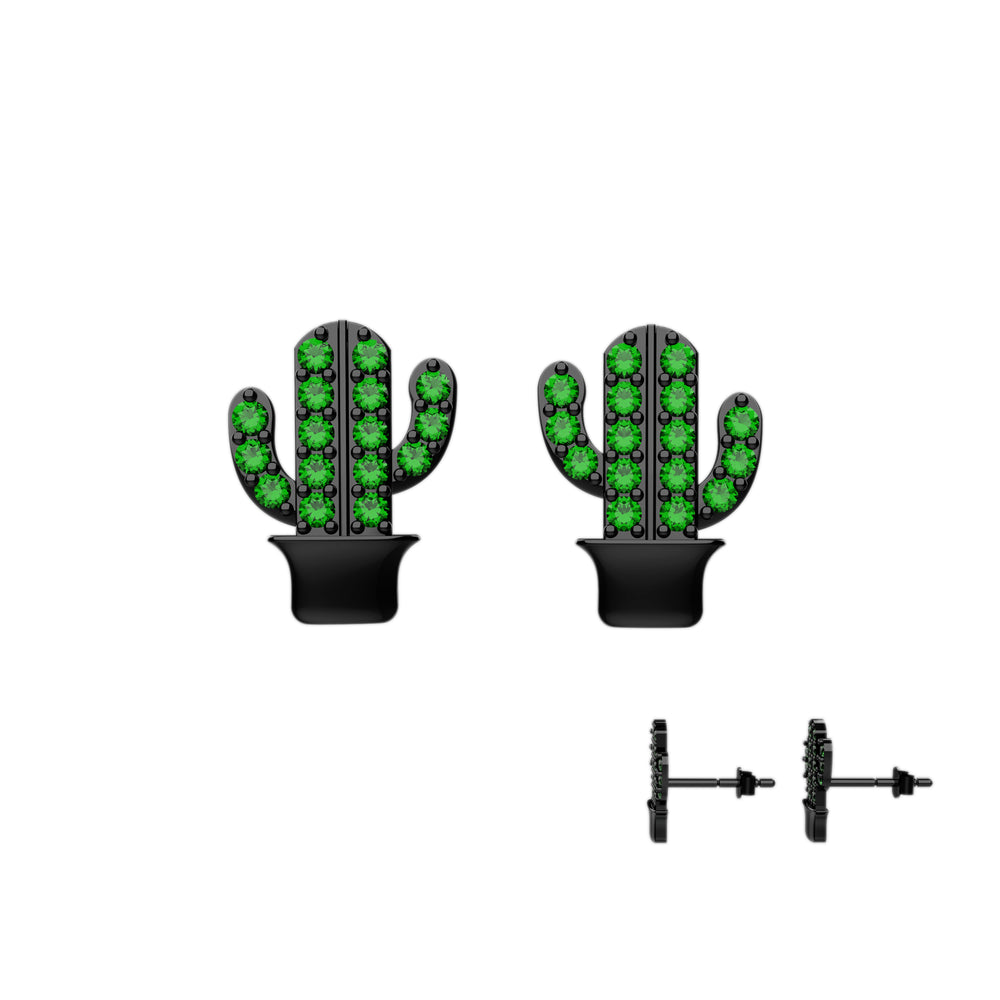 Cactus stud earrings – minimalist emerald jewelry