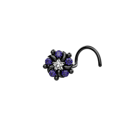 9K Gold Plated CZ Amethyst Stone Nose Pin
