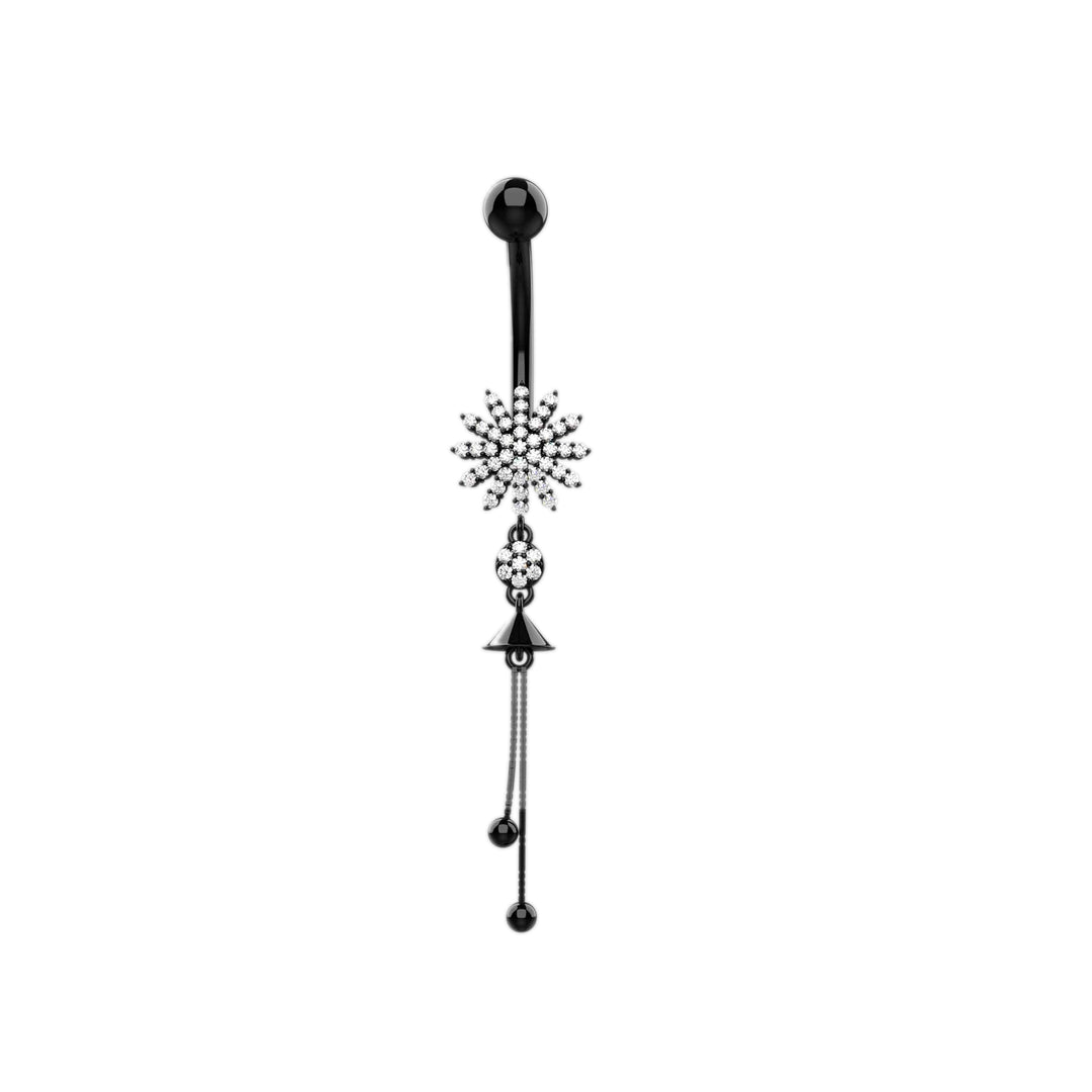 CZ Diamond Floral Belly Button Piercing Ring