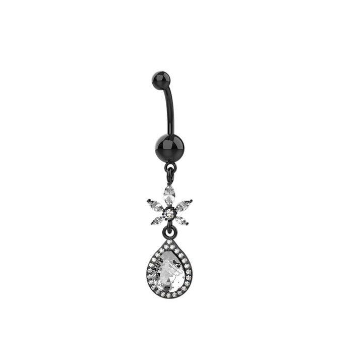 CZ Diamond Flower Belly Button Ring