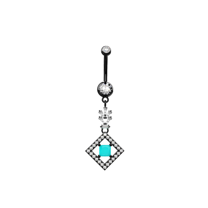 14G Blue Topaz Gems Belly Button Ring