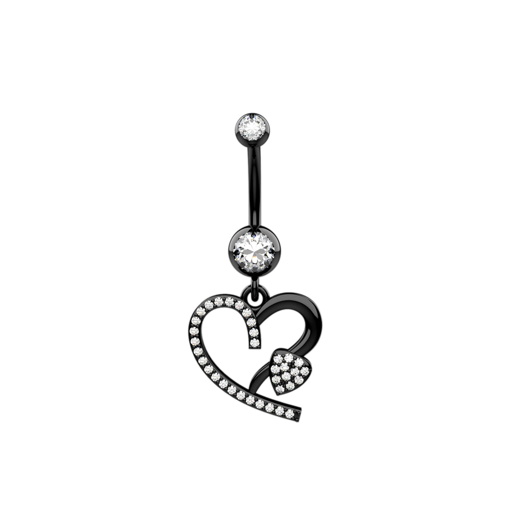 CZ Diamond Heart Belly Ring Piercing Navel Ring