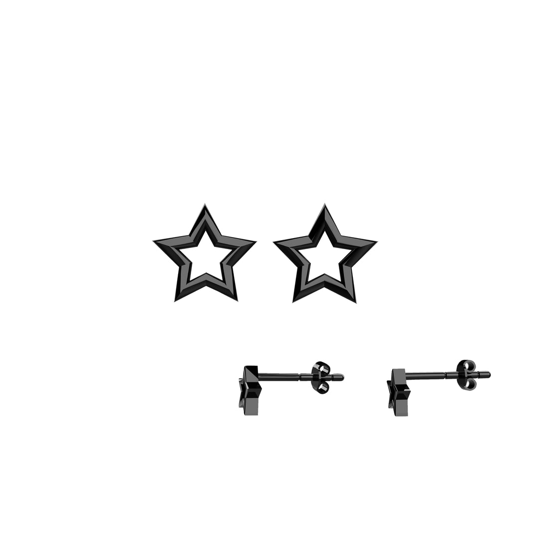 Star Shaped Studs in Black