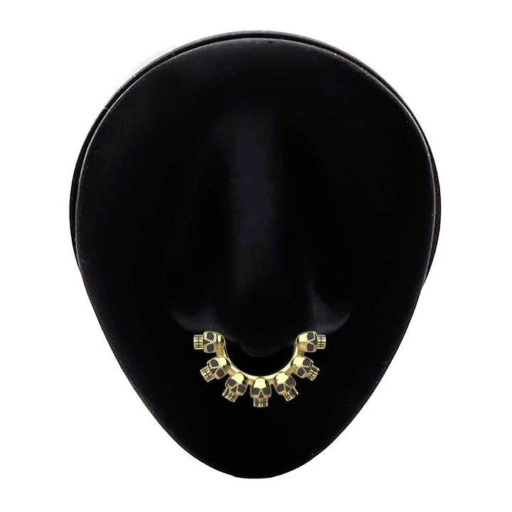 gothic skull nose piercing jewelry - gold septum hoop ring skull design
