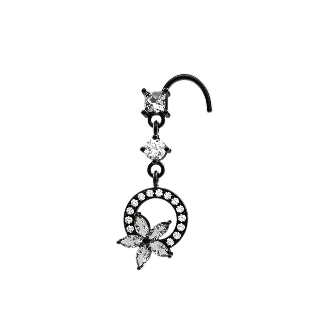 small stone dangle nose piercing