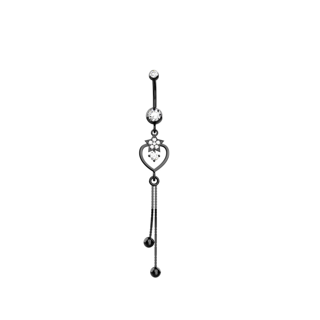 Heart Shaped Dangling Belly Button Ring