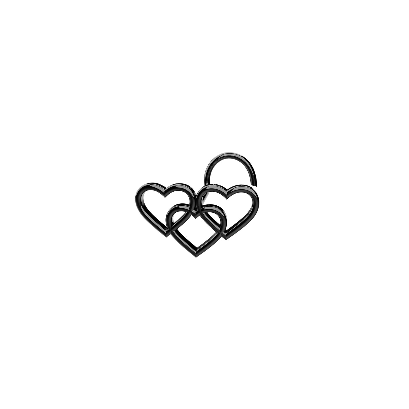 Solid 925 Silver Metal Triple Heart Gold Nose Stud
