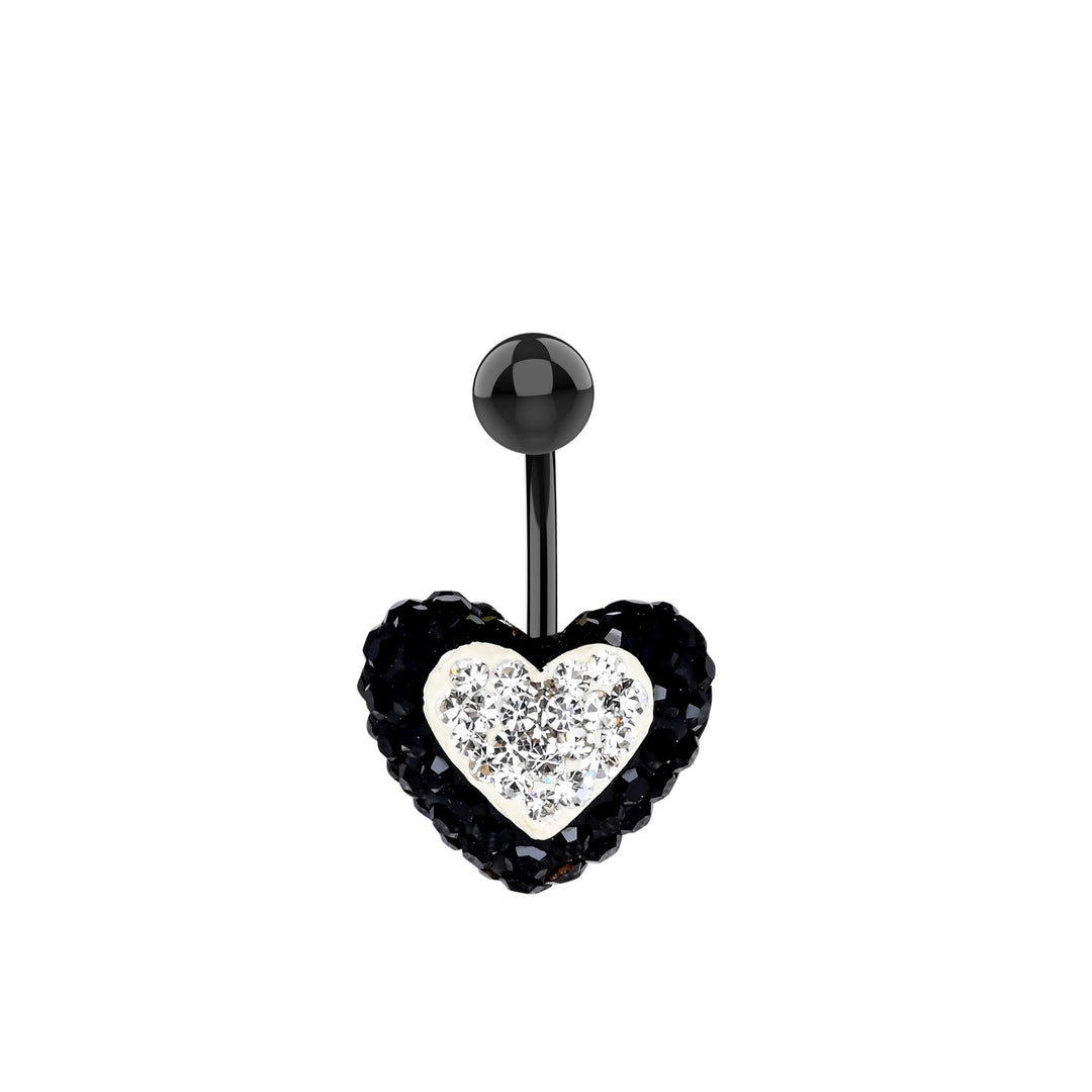 Black Heart CZ Belly Button Ring