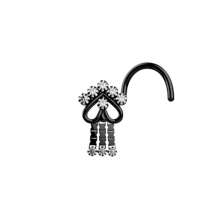 Romantic black dangle nose hoop