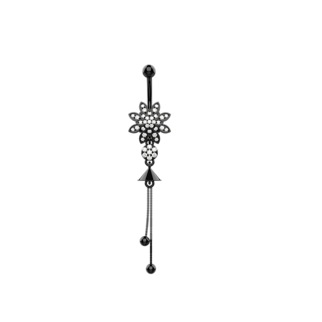 Simulated Diamond Floral Belly Button Ring Jewelry